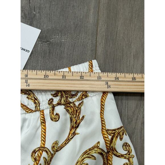 NWT Generation Love Capri Chain Print Satin Jogger in Gilded Chain White Size S - Picture 9 of 10